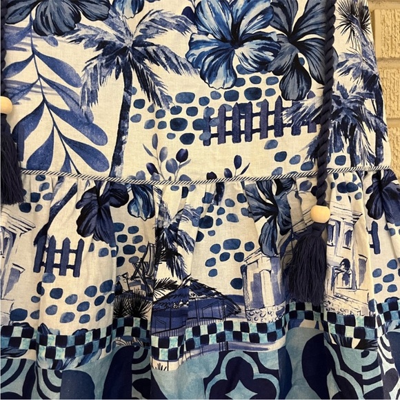 X REVOLVE House of Harlow 1960 Linen Maxi Skirt Blue Floral Size Small NWT - Picture 5 of 15